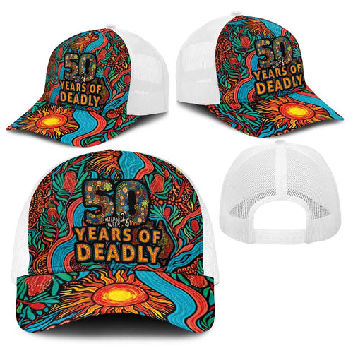 NAIDOC Week 26 Baseball Net Cap 50 Years of Deadly Aboriginal Motif