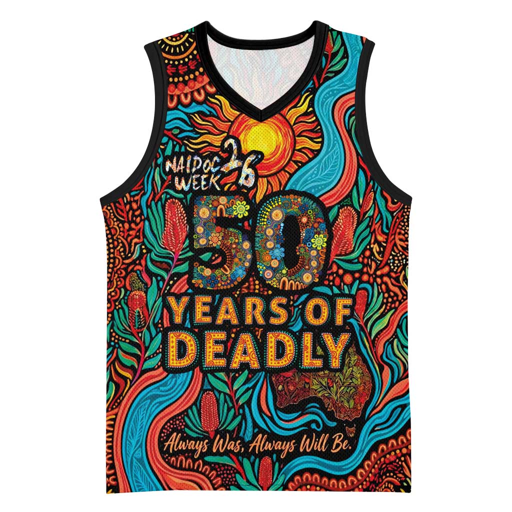 NAIDOC Week 26 Basketball Jersey 50 Years of Deadly Aboriginal Motif
