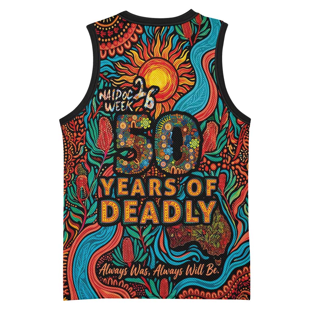 NAIDOC Week 26 Basketball Jersey 50 Years of Deadly Aboriginal Motif
