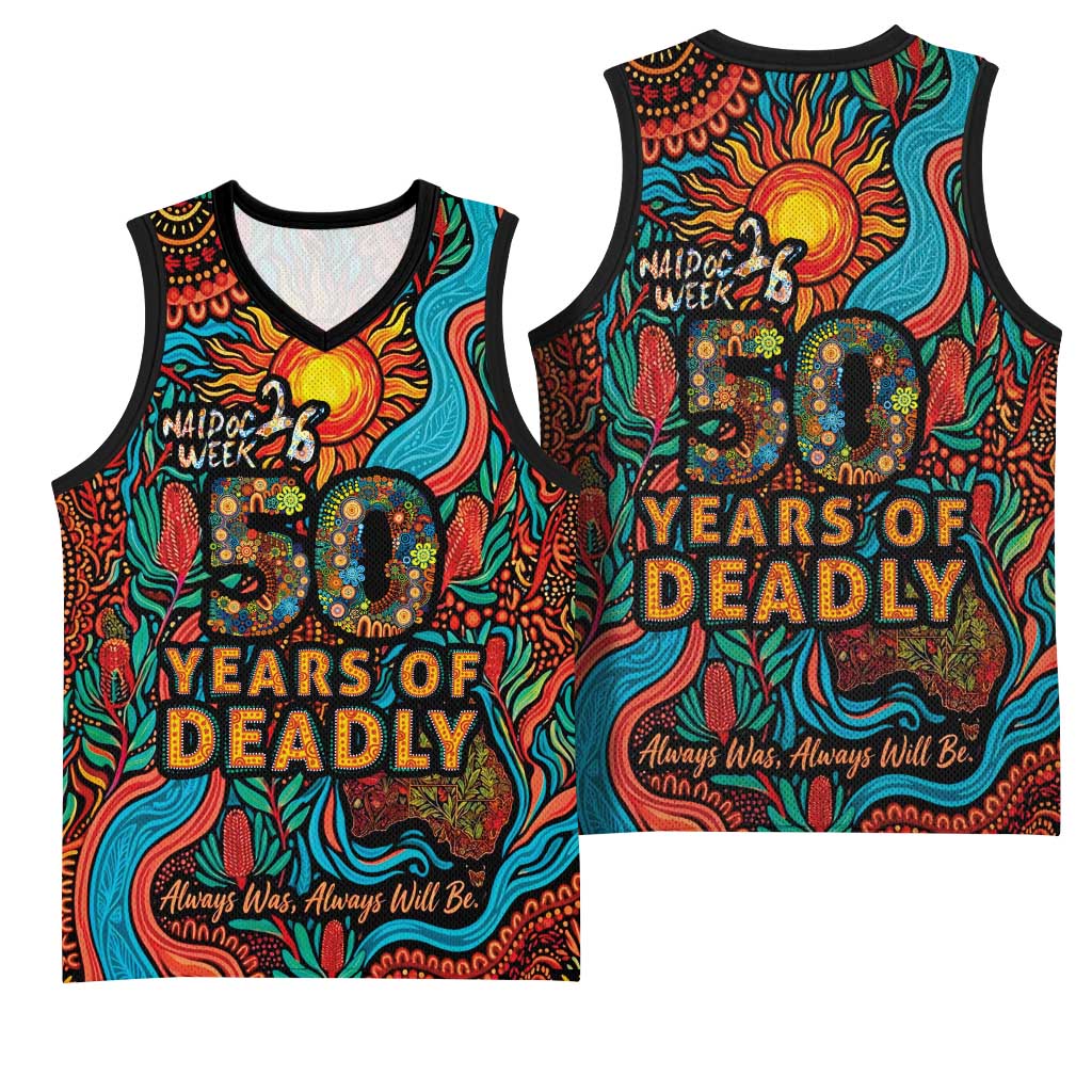NAIDOC Week 26 Basketball Jersey 50 Years of Deadly Aboriginal Motif