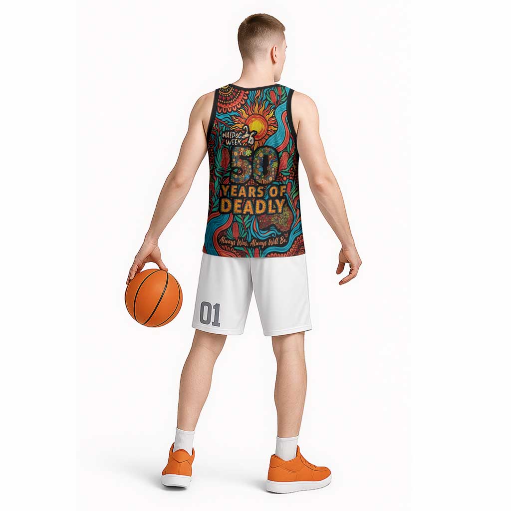 NAIDOC Week 26 Basketball Jersey 50 Years of Deadly Aboriginal Motif