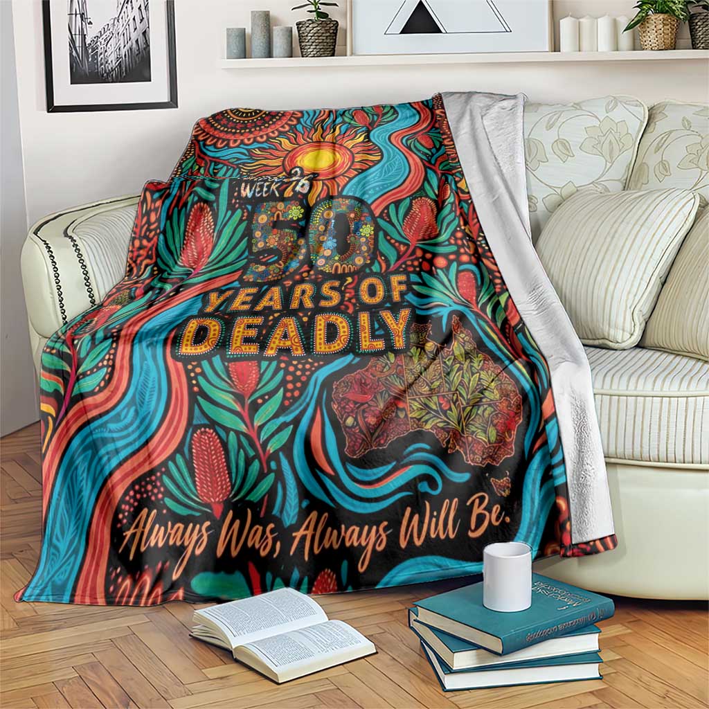 NAIDOC Week 26 Blanket 50 Years of Deadly Aboriginal Motif