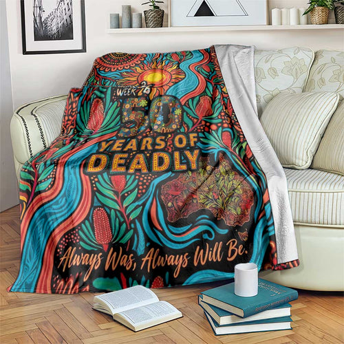 NAIDOC Week 26 Blanket 50 Years of Deadly Aboriginal Motif