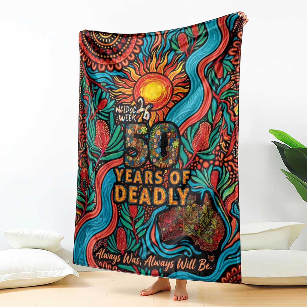 NAIDOC Week 26 Blanket 50 Years of Deadly Aboriginal Motif