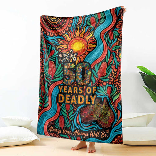 NAIDOC Week 26 Blanket 50 Years of Deadly Aboriginal Motif