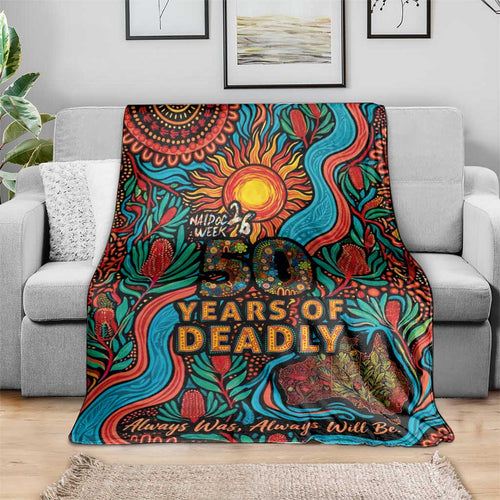 NAIDOC Week 26 Blanket 50 Years of Deadly Aboriginal Motif