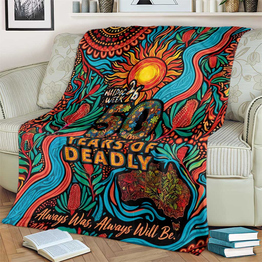 NAIDOC Week 26 Blanket 50 Years of Deadly Aboriginal Motif