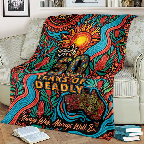 NAIDOC Week 26 Blanket 50 Years of Deadly Aboriginal Motif