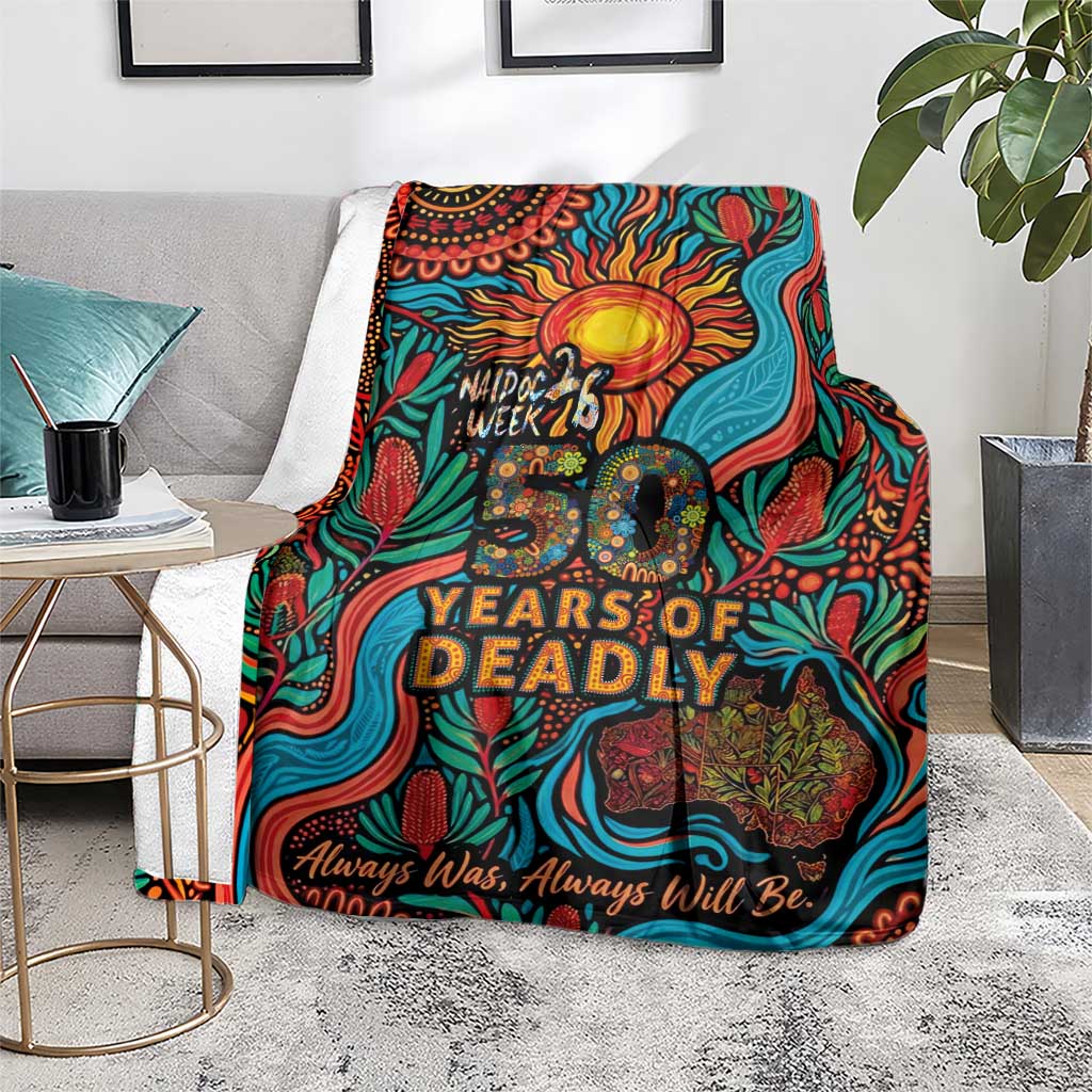 NAIDOC Week 26 Blanket 50 Years of Deadly Aboriginal Motif