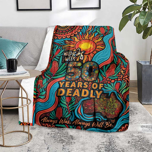 NAIDOC Week 26 Blanket 50 Years of Deadly Aboriginal Motif