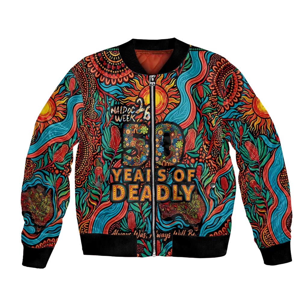 NAIDOC Week 26 Bomber Jacket 50 Years of Deadly Aboriginal Motif