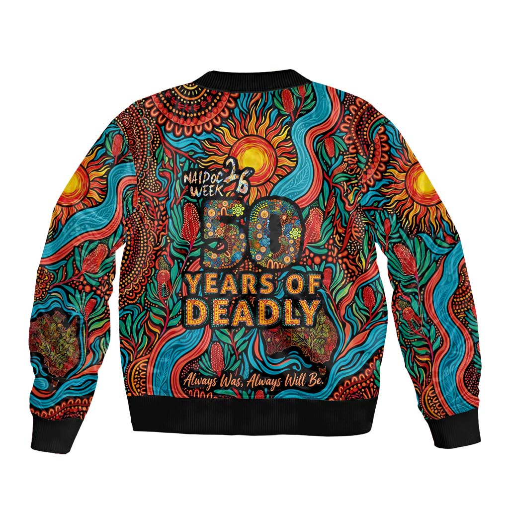 NAIDOC Week 26 Bomber Jacket 50 Years of Deadly Aboriginal Motif