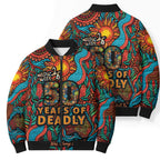 NAIDOC Week 26 Bomber Puffer Jacket 50 Years of Deadly Aboriginal Motif