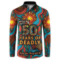 NAIDOC Week 26 Button Sweatshirt 50 Years of Deadly Aboriginal Motif