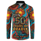 NAIDOC Week 26 Button Sweatshirt 50 Years of Deadly Aboriginal Motif