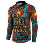 NAIDOC Week 26 Button Sweatshirt 50 Years of Deadly Aboriginal Motif