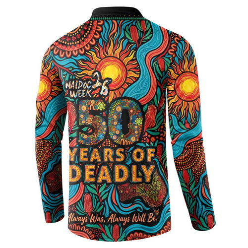 NAIDOC Week 26 Button Sweatshirt 50 Years of Deadly Aboriginal Motif
