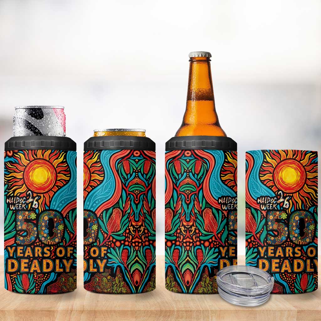 NAIDOC Week 26 4 in 1 Can Cooler Tumbler 50 Years of Deadly Aboriginal Motif