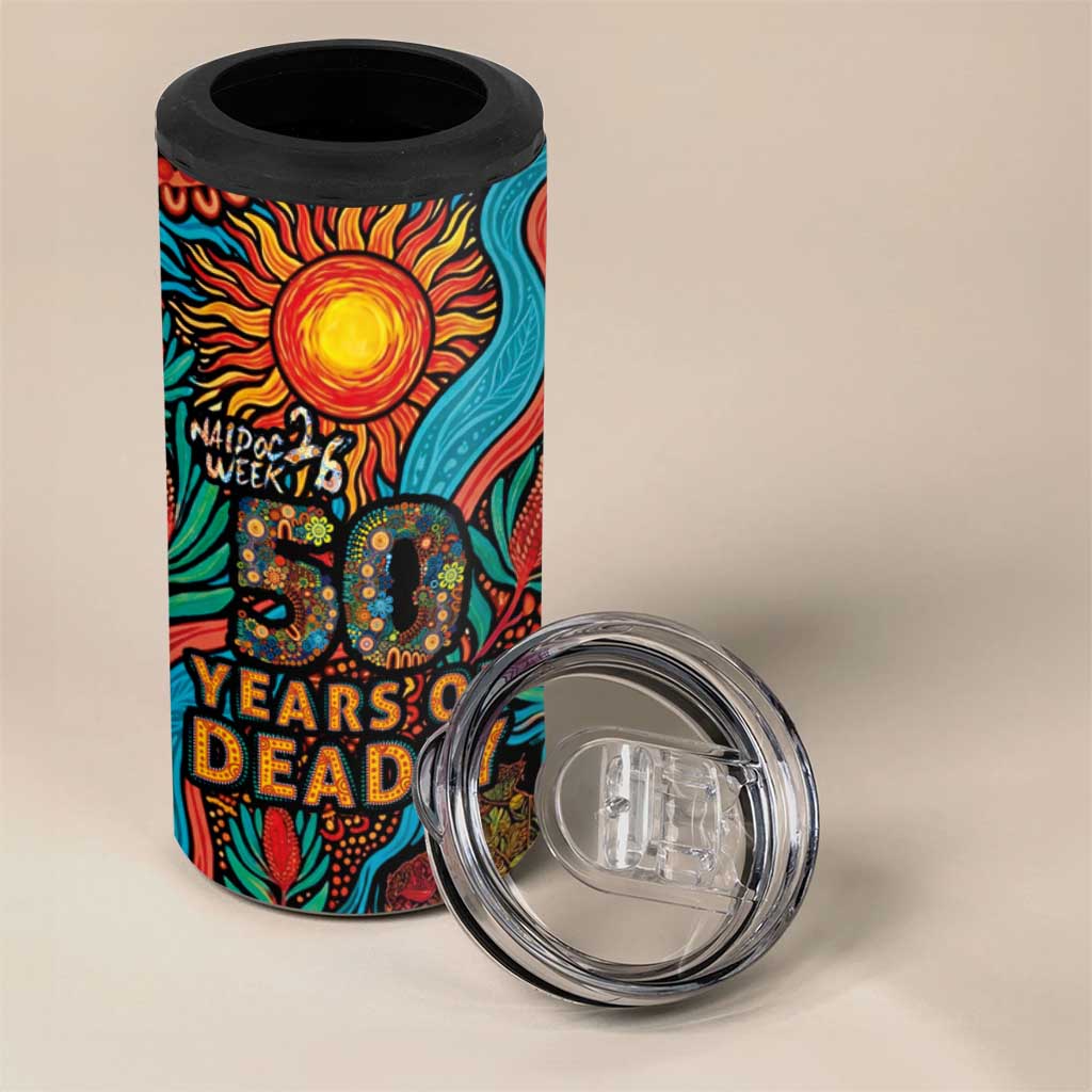NAIDOC Week 26 4 in 1 Can Cooler Tumbler 50 Years of Deadly Aboriginal Motif