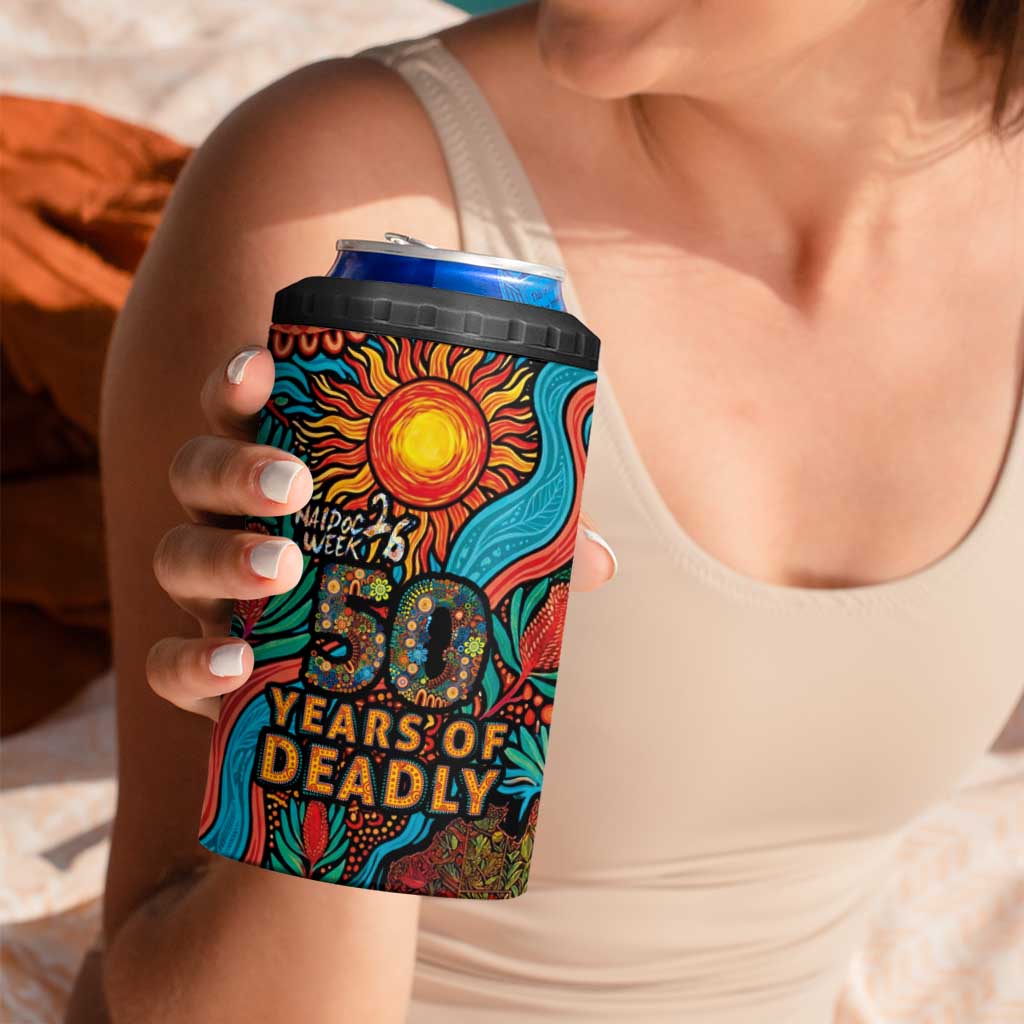 NAIDOC Week 26 4 in 1 Can Cooler Tumbler 50 Years of Deadly Aboriginal Motif