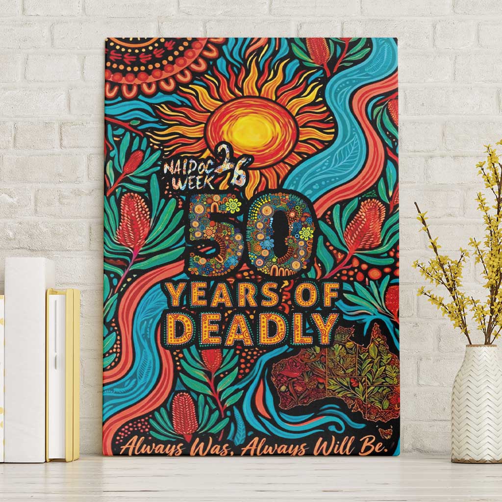 NAIDOC Week 26 Canvas Wall Art 50 Years of Deadly Aboriginal Motif