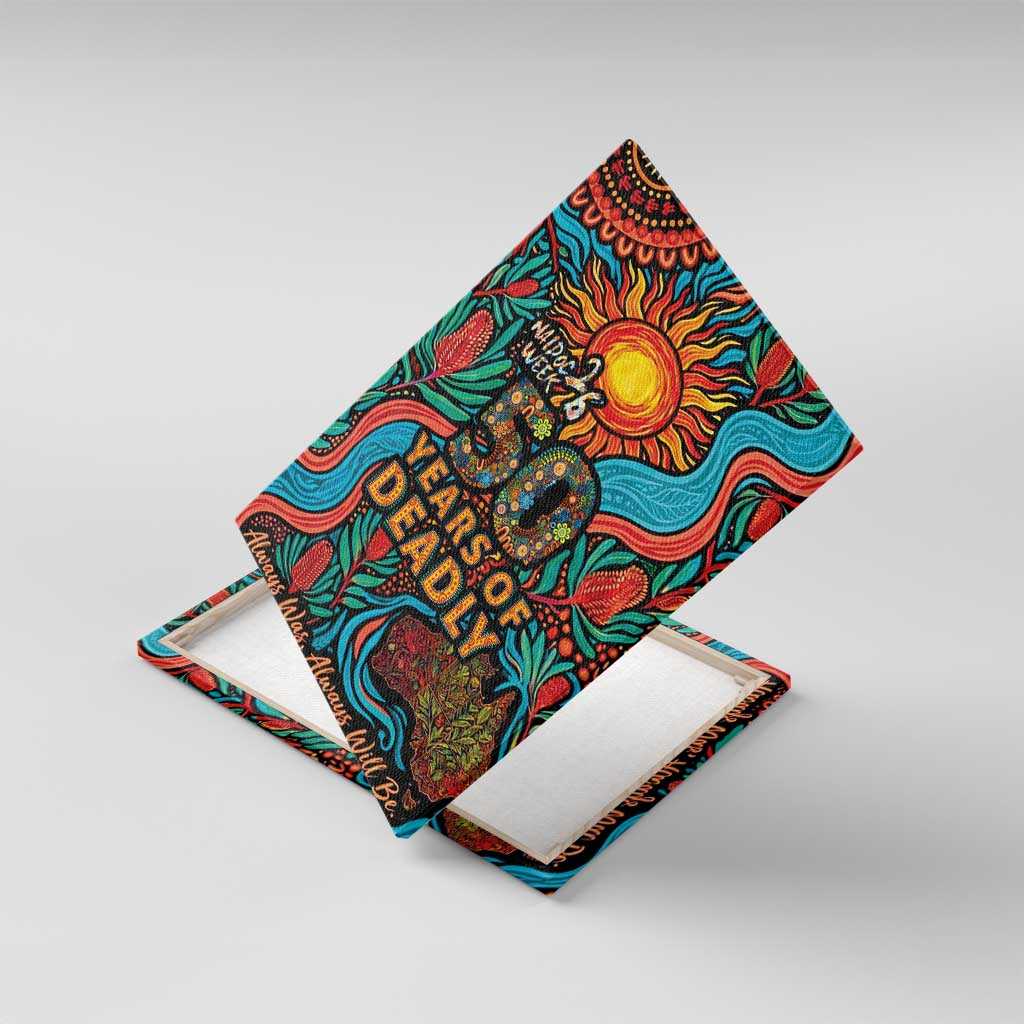 NAIDOC Week 26 Canvas Wall Art 50 Years of Deadly Aboriginal Motif
