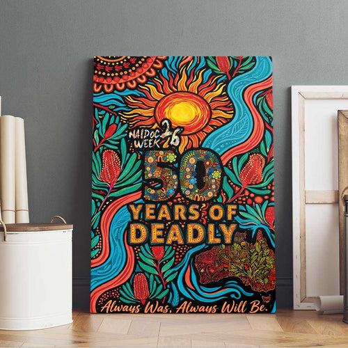 NAIDOC Week 26 Canvas Wall Art 50 Years of Deadly Aboriginal Motif