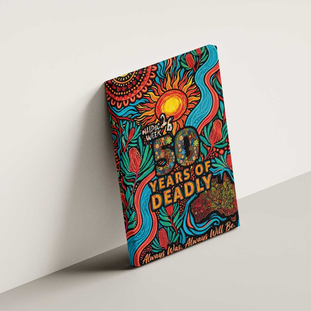 NAIDOC Week 26 Canvas Wall Art 50 Years of Deadly Aboriginal Motif