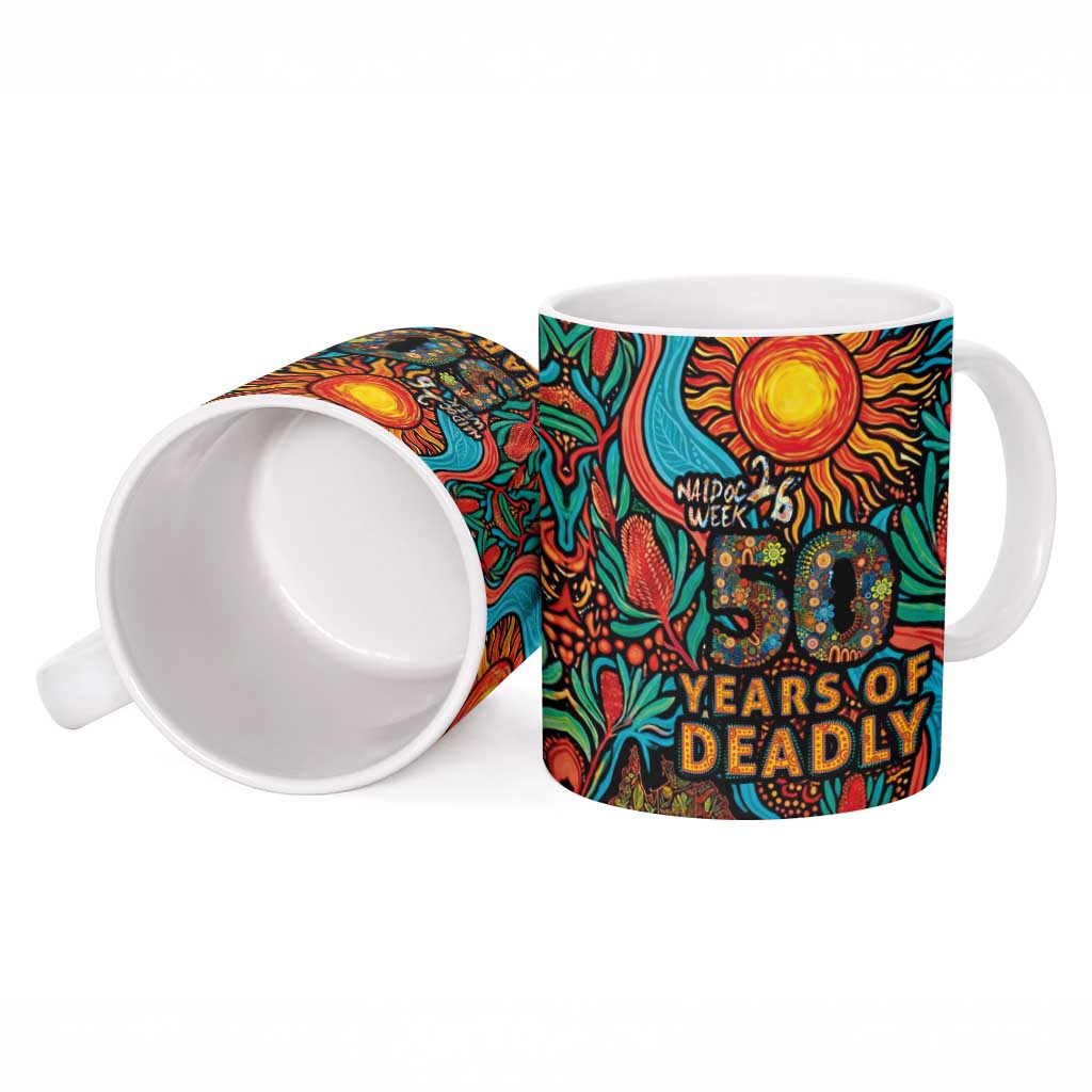 NAIDOC Week 26 Ceramic Mug 50 Years of Deadly Aboriginal Motif