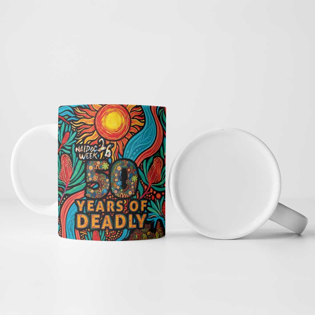 NAIDOC Week 26 Ceramic Mug 50 Years of Deadly Aboriginal Motif