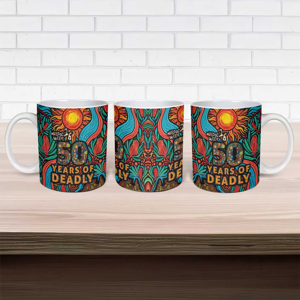 NAIDOC Week 26 Ceramic Mug 50 Years of Deadly Aboriginal Motif