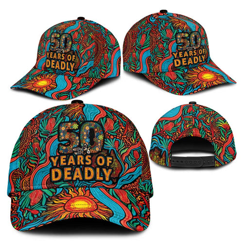 NAIDOC Week 26 Classic Cap 50 Years of Deadly Aboriginal Motif