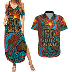 NAIDOC Week 26 Couples Matching Summer Maxi Dress and Hawaiian Shirt 50 Years of Deadly Aboriginal Motif