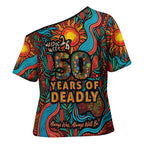 NAIDOC Week 26 Cross Shoulder Shirt 50 Years of Deadly Aboriginal Motif