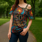 NAIDOC Week 26 Cross Shoulder Shirt 50 Years of Deadly Aboriginal Motif