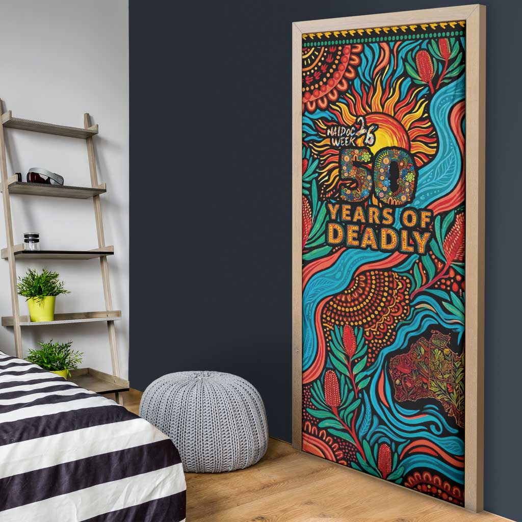 NAIDOC Week 26 Door Cover 50 Years of Deadly Aboriginal Motif