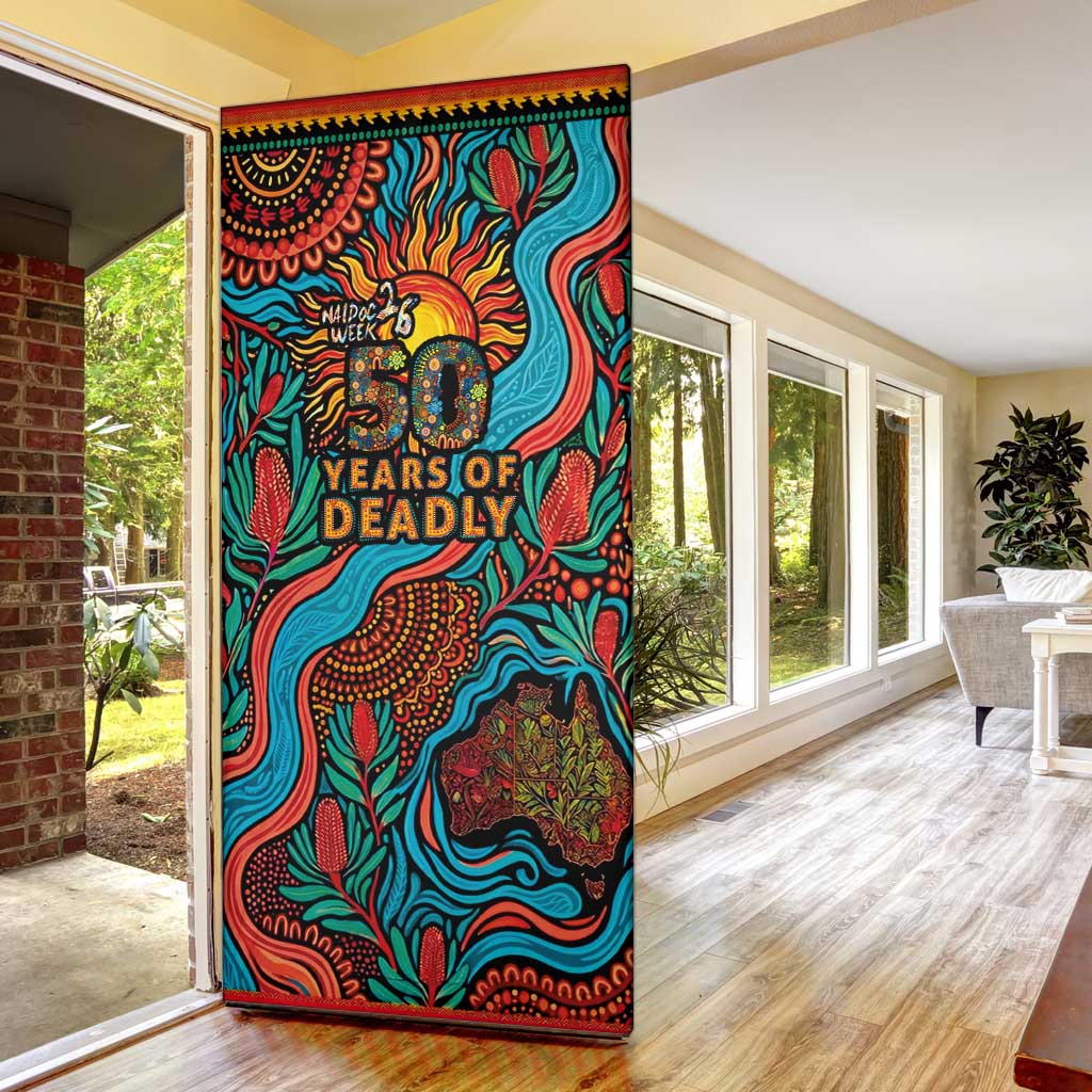 NAIDOC Week 26 Door Cover 50 Years of Deadly Aboriginal Motif