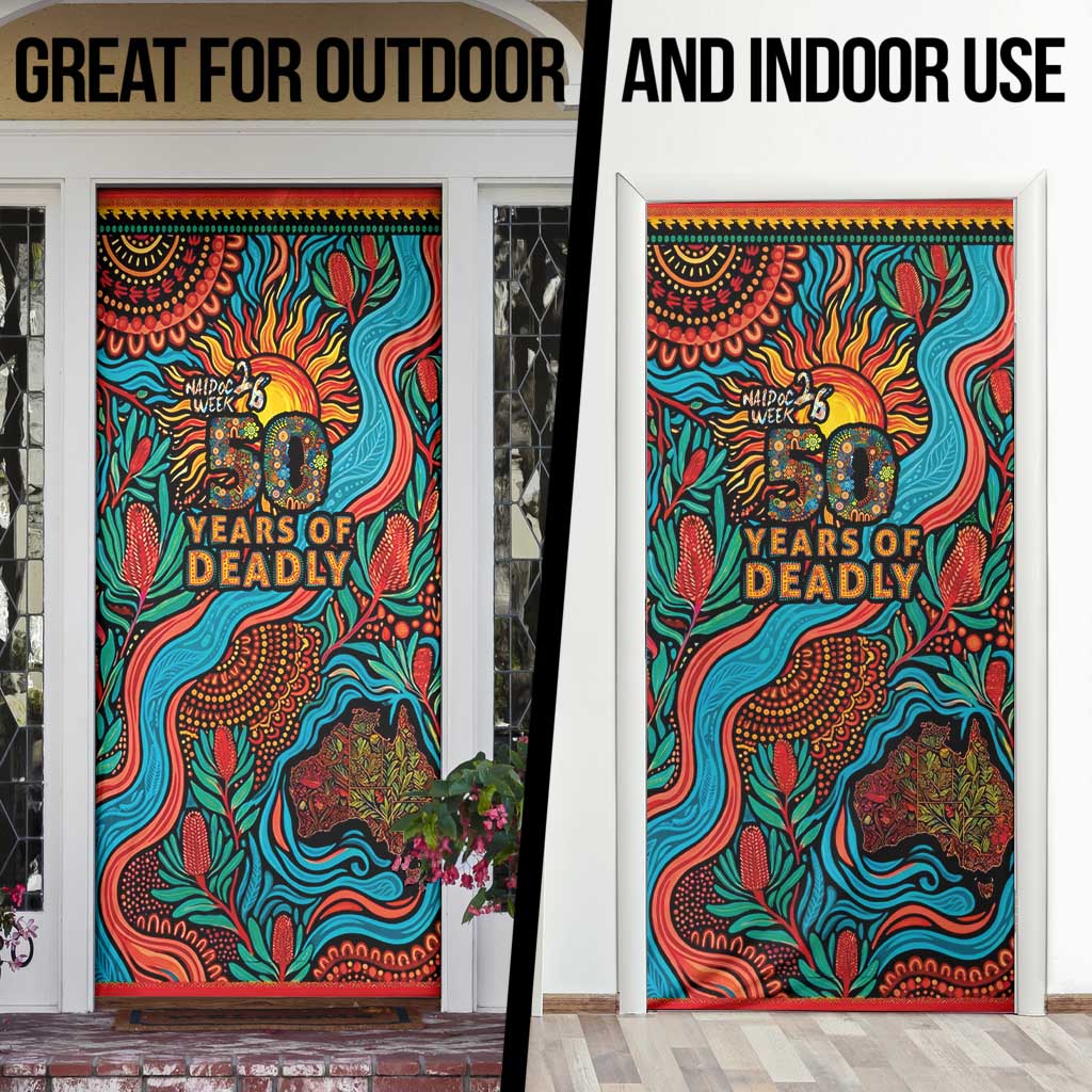 NAIDOC Week 26 Door Cover 50 Years of Deadly Aboriginal Motif