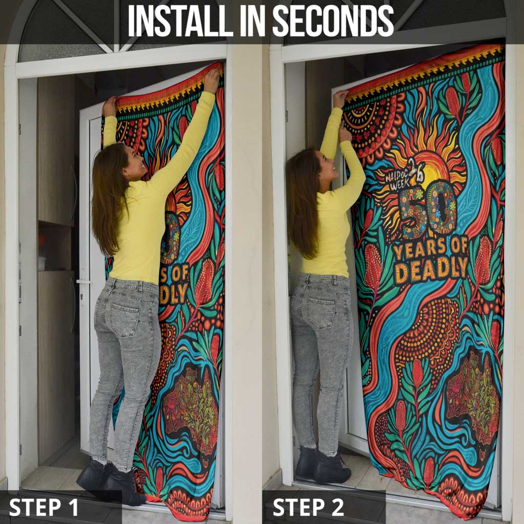 NAIDOC Week 26 Door Cover 50 Years of Deadly Aboriginal Motif