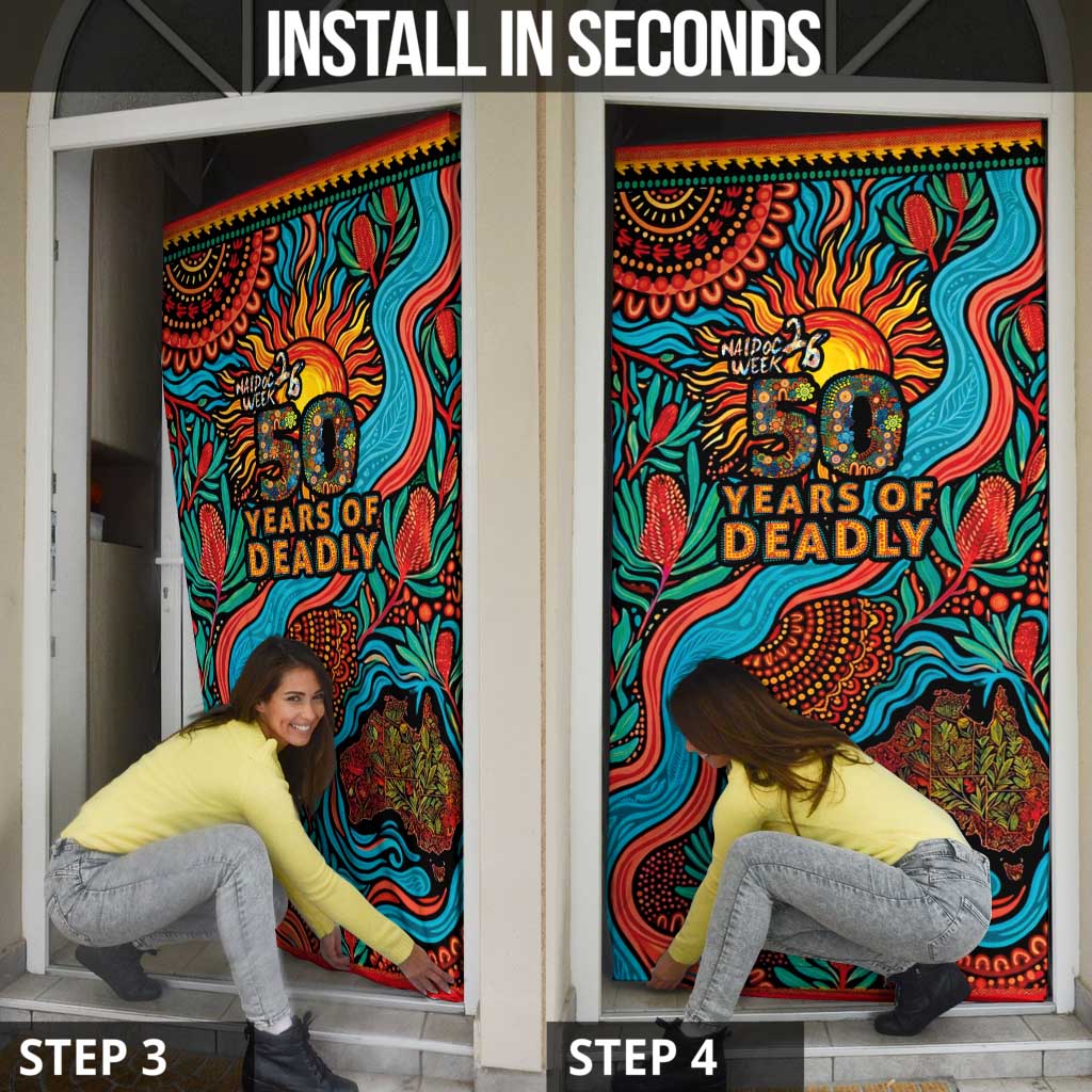 NAIDOC Week 26 Door Cover 50 Years of Deadly Aboriginal Motif