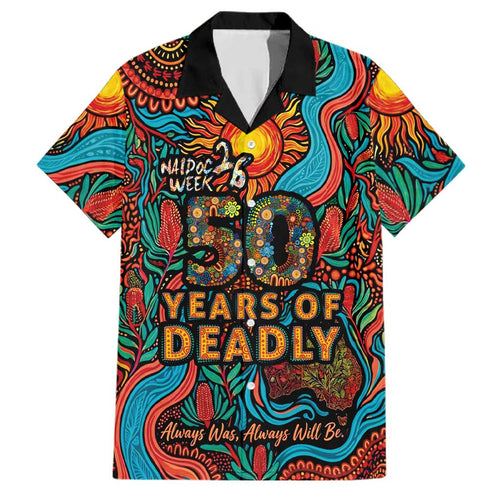NAIDOC Week 26 Family Matching Long Sleeve Bodycon Dress and Hawaiian Shirt 50 Years of Deadly Aboriginal Motif