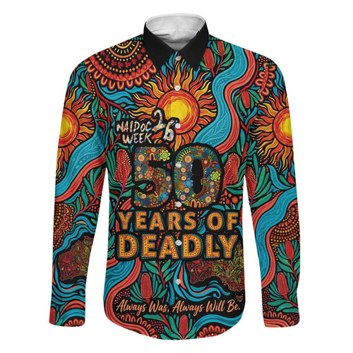 NAIDOC Week 26 Family Matching Long Sleeve Bodycon Dress and Hawaiian Shirt 50 Years of Deadly Aboriginal Motif