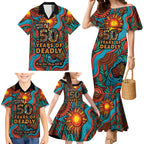 NAIDOC Week 26 Family Matching Mermaid Dress and Hawaiian Shirt 50 Years of Deadly Aboriginal Motif