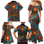 NAIDOC Week 26 Family Matching Mermaid Dress and Hawaiian Shirt 50 Years of Deadly Aboriginal Motif