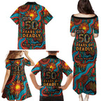 NAIDOC Week 26 Family Matching Puletasi and Hawaiian Shirt 50 Years of Deadly Aboriginal Motif