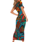 NAIDOC Week 26 Family Matching Short Sleeve Bodycon Dress and Hawaiian Shirt 50 Years of Deadly Aboriginal Motif