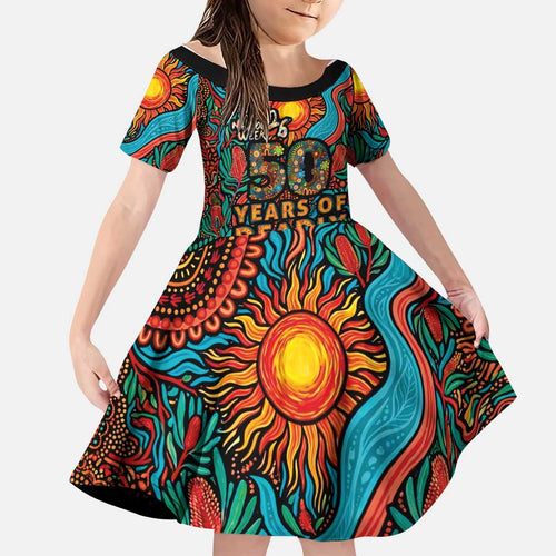 NAIDOC Week 26 Family Matching Summer Maxi Dress and Hawaiian Shirt 50 Years of Deadly Aboriginal Motif