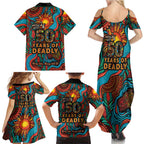 NAIDOC Week 26 Family Matching Summer Maxi Dress and Hawaiian Shirt 50 Years of Deadly Aboriginal Motif