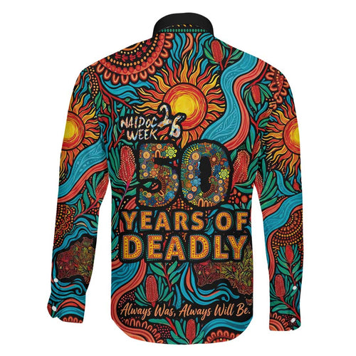 NAIDOC Week 26 Family Matching Summer Maxi Dress and Hawaiian Shirt 50 Years of Deadly Aboriginal Motif