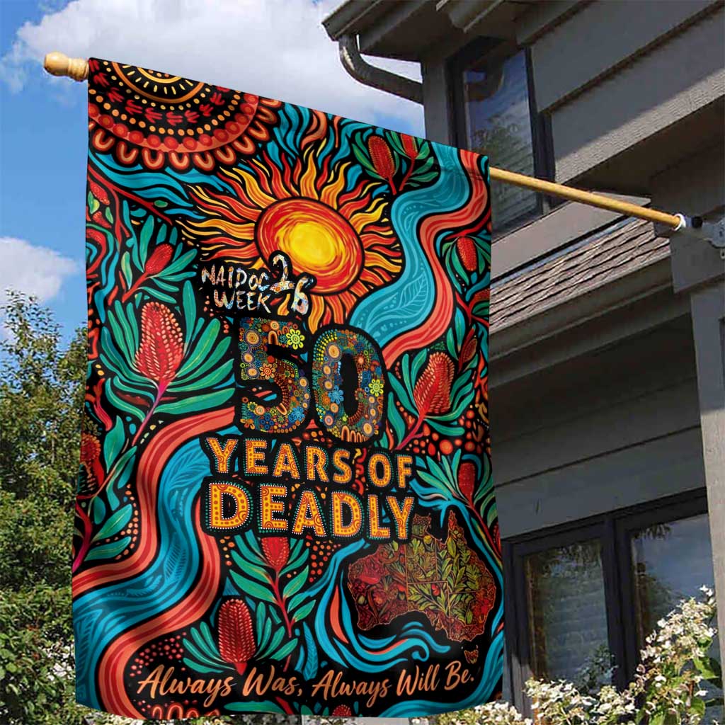 NAIDOC Week 26 Garden Flag 50 Years of Deadly Aboriginal Motif